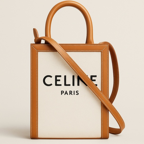 Celine Authentic Mini Vertical Cabas Tote in Natural/Tan w/Celine Dust Bag NWT - Picture 1 of 11